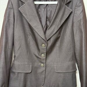 Vintage Staple shimmering chocolate brown Blazer Edwardian button accents cinche